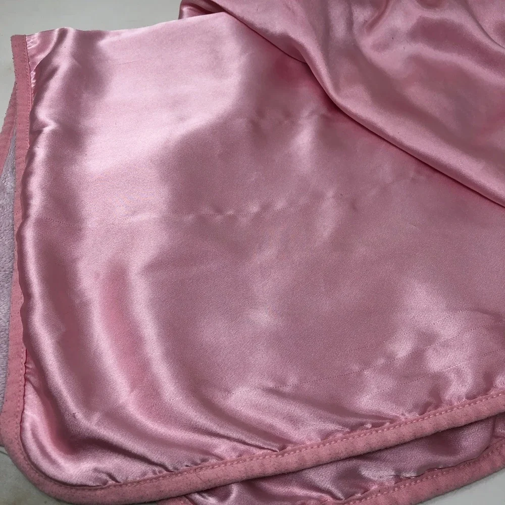 Carters Thank Heaven For Little Girls Baby Blanket Pink Satin Trim Flowers